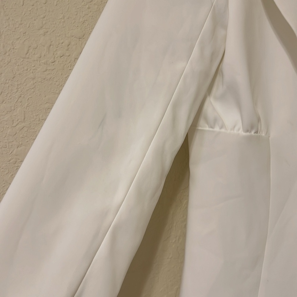 REVOLVE | Amanda Uprichard White Blazer with Structured Shoulders - Picture 9 of 14